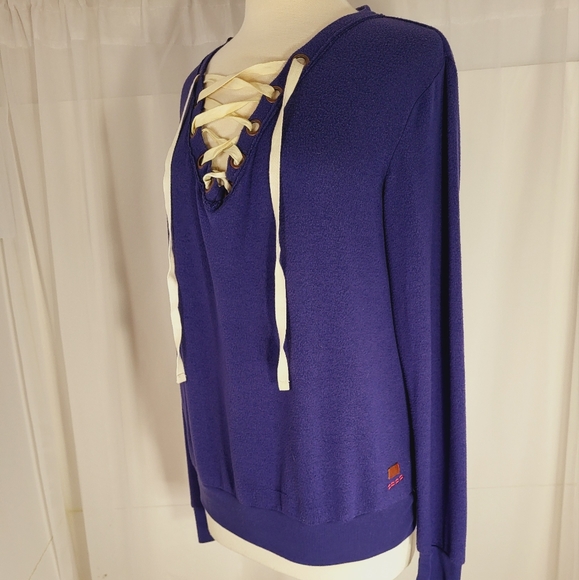 PEACE LOVE WORLD Lonsleeve Lace Up Shirt Small - Picture 1 of 9